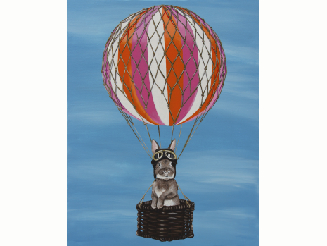 Black Abbey Studios, bunny, rabbit, whimsy, cute, hot air balloon