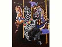 Carousel, horses, Nunley's, Black Abbey Studio, art, zebra, painting