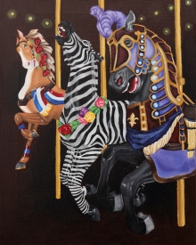 Carousel, horses, Nunley's, Black Abbey Studio, art, zebra, painting