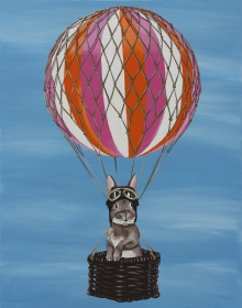 Black Abbey Studios, bunny, rabbit, whimsy, cute, hot air balloon