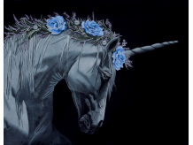 Faithful Friend, unicorn, friend, magic, garden, white rose, black abbey studios