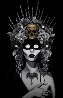 Lady, White Rose, Garden, Witch, Magic, Goth, headdress, Black Abbey Studios